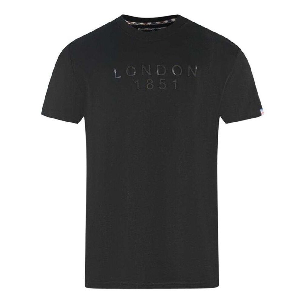 Aquascutum Mens London 1851 Logo Taped T-Shirt / Black